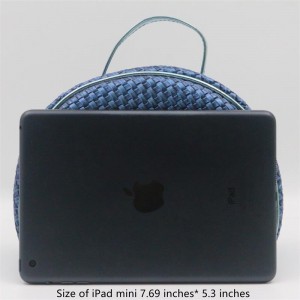 Practical Multifunctional Storage Bag Woven Pattern Skydiver Blue PU Cosmetic Bag Shell Shape Makeup Organizer
