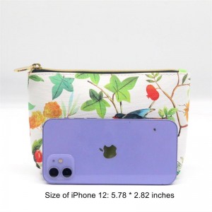 2022 Spring New Product Floral Printing on Snow White Ground Water-based PU Cosmetic Pouch