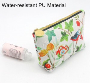 2022 Spring New Product Floral Printing on Snow White Ground Water-based PU Cosmetic Pouch