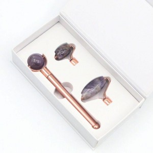 Best Price Mini Noiseless Handheld Massage Set Natural Purple Quartz Anti Aging Massager Set
