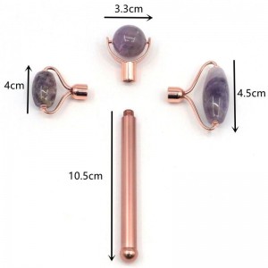 Best Price Mini Noiseless Handheld Massage Set Natural Purple Quartz Anti Aging Massager Set