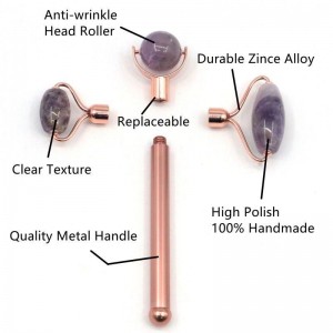 Best Price Mini Noiseless Handheld Massage Set Natural Purple Quartz Anti Aging Massager Set