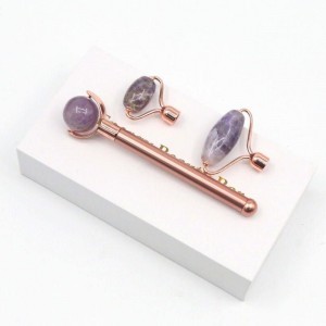 Best Price Mini Noiseless Handheld Massage Set Natural Purple Quartz Anti Aging Massager Set
