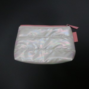 RPET Holographic Bag White Soft Waterproof and Biodegradable Cosmetic Bag with Zipper