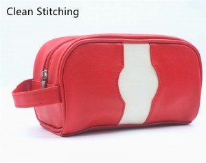 Hot Sale Travel Toiletry Bag Water-based PU Poinciana Red Daily Use Wash Bag Water-resistant PU Casual Style Cosmetic Bag