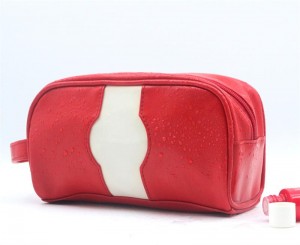 Hot Sale Travel Toiletry Bag Water-based PU Poinciana Red Daily Use Wash Bag Water-resistant PU Casual Style Cosmetic Bag