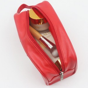 Hot Sale Travel Toiletry Bag Water-based PU Poinciana Red Daily Use Wash Bag Water-resistant PU Casual Style Cosmetic Bag