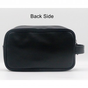 Unisex Quality Travel Toiletry Bag Cylinder Shape Black Water-based PU Wash Bag Water-resistant PU Cosmetic Bag