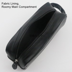 Unisex Quality Travel Toiletry Bag Cylinder Shape Black Water-based PU Wash Bag Water-resistant PU Cosmetic Bag