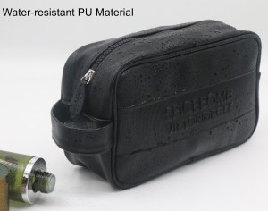 Unisex Quality Travel Toiletry Bag Cylinder Shape Black Water-based PU Wash Bag Water-resistant PU Cosmetic Bag