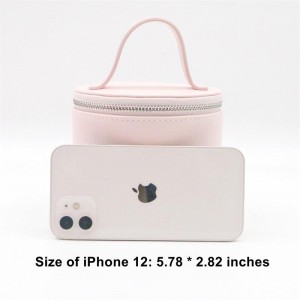 Soothing Gossamer Pink Multi-functional PU Barrel Shape Bag Custom Logo Cosmetic Bag