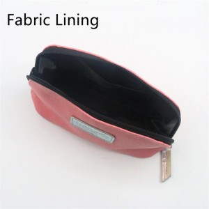Hot Sale Soft PU Makeup Bag Geranium Pink Lychee Pattern Square Shape Water-based PU Women Cosmetic Bag