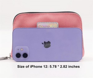 Hot Sale Soft PU Makeup Bag Geranium Pink Lychee Pattern Square Shape Water-based PU Women Cosmetic Bag