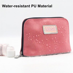 Hot Sale Soft PU Makeup Bag Geranium Pink Lychee Pattern Square Shape Water-based PU Women Cosmetic Bag