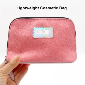 Hot Sale Soft PU Makeup Bag Geranium Pink Lychee Pattern Square Shape Water-based PU Women Cosmetic Bag