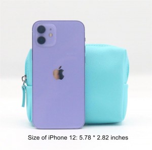 Pure Sky Blue Succinct Style Square Shape Water-based PU Cosmetic Pouch Waterproof Unisex PU Cosmetic Bag