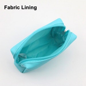 Pure Sky Blue Succinct Style Square Shape Water-based PU Cosmetic Pouch Waterproof Unisex PU Cosmetic Bag