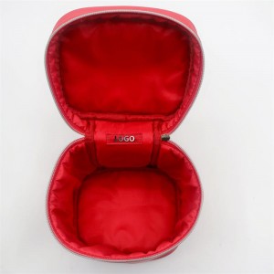 2022 Trendy Saturated Magenta Cosmetic Bag Cross Pattern Poinciana Red Water-based PU Makeup Bag