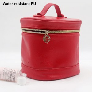 2022 Trendy Saturated Magenta Cosmetic Bag Cross Pattern Poinciana Red Water-based PU Makeup Bag