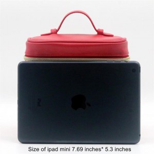 2022 Trendy Saturated Magenta Cosmetic Bag Cross Pattern Poinciana Red Water-based PU Makeup Bag