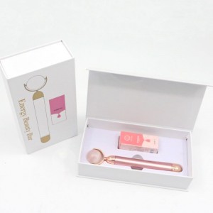 Wholesale Rose Pink Quartz Massage Face Jade Roller Beauty Vitamin C Essential Oil Face Serum Set