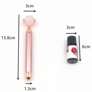 Wholesale Rose Pink Quartz Massage Face Jade Roller Beauty Vitamin C Essential Oil Face Serum Set