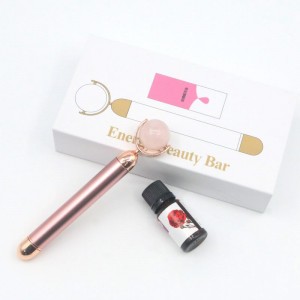 Wholesale Rose Pink Quartz Massage Face Jade Roller Beauty Vitamin C Essential Oil Face Serum Set