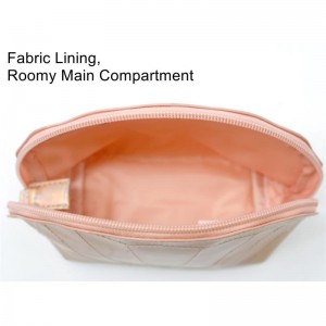 Custom Design Trendy Shell-Shape Glossy Plum Blossom Pink Water-based PU Cosmetic Bag