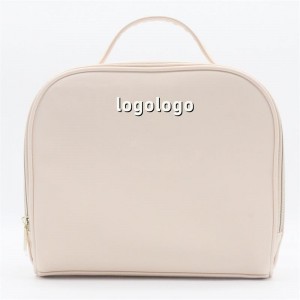 2022 Popular Perfectly Pale Large Capacity Makeup Storage Bag Sandy Beige Water-based PU Cosmetic Bag
