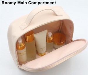 2022 Popular Perfectly Pale Large Capacity Makeup Storage Bag Sandy Beige Water-based PU Cosmetic Bag