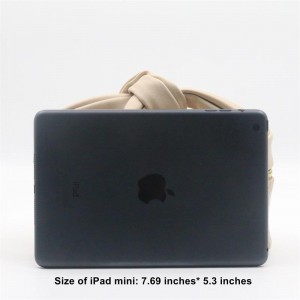 Unique Sandy Beige Alligator Pattern Portable Makeup Bag Untie Bowknot Handle Perfectly Pale PU Cosmetic Bag