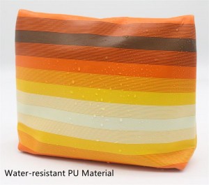 Colourful Makeup Bag Striped Pattern Orange Shades Soft Water-based PU Cosmetic Bag