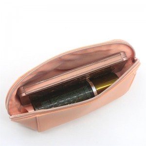 Multi-functional PU Makeup Pouch Mona Lisa Pink Shell Shape Water-based PU Women Cosmetic Bag