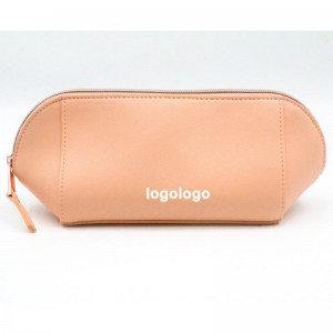 Multi-functional PU Makeup Pouch Mona Lisa Pink Shell Shape Water-based PU Women Cosmetic Bag