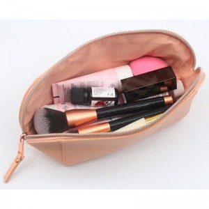 Multi-functional PU Makeup Pouch Mona Lisa Pink Shell Shape Water-based PU Women Cosmetic Bag