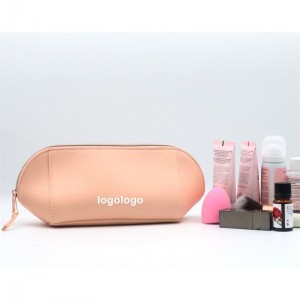 Multi-functional PU Makeup Pouch Mona Lisa Pink Shell Shape Water-based PU Women Cosmetic Bag