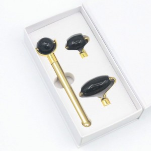 Best Price Mini Noiseless Black Obsidian Handheld Massage Set Natural Black Quartz Anti Aging Massager Set