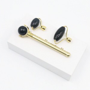 Best Price Mini Noiseless Black Obsidian Handheld Massage Set Natural Black Quartz Anti Aging Massager Set