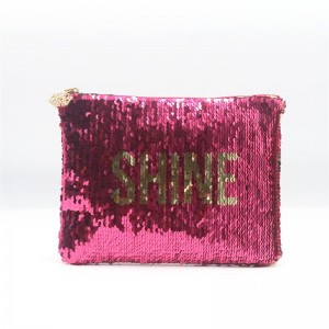 Shiny Pink Glitter Custom Logo Makeup Bag