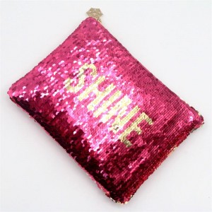 Shiny Pink Glitter Custom Logo Makeup Bag
