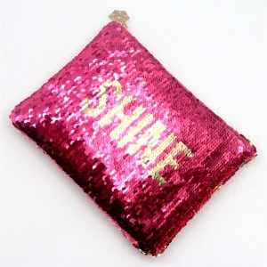 Shiny Pink Glitter Custom Logo Makeup Bag
