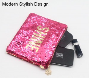 Shiny Pink Glitter Custom Logo Makeup Bag