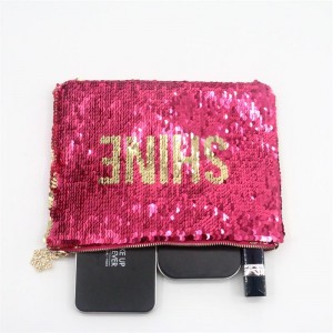 Shiny Pink Glitter Custom Logo Makeup Bag