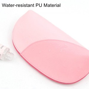Popular Waterproof PU Makeup Pouch Long Shell-Shape Gossamer Pink Girlie Colors Stitching Waterproof PU Cosmetic Bag