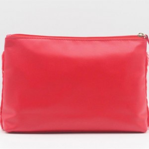 Chic Poinciana Red Ground Golden Dot Pattern Plush PU Stitching Makeup Bag Quality PU Cosmetic Bag