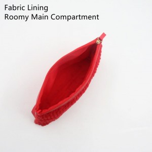 Chic Poinciana Red Ground Golden Dot Pattern Plush PU Stitching Makeup Bag Quality PU Cosmetic Bag