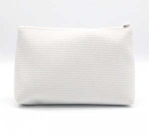 Snow White Wholesale Makeup Bag Ripple Pattern Pure Water-based PU Cosmetic Bag