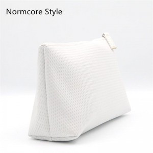 Snow White Wholesale Makeup Bag Ripple Pattern Pure Water-based PU Cosmetic Bag