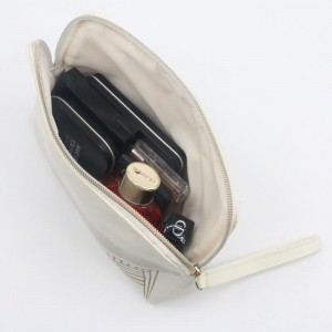 High Quality Daily Use Snow White Clutch Purse White Foil Stamping Water-based PU Wristlet Cosmetic Bag