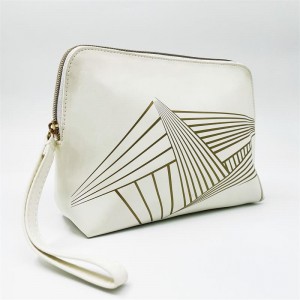 High Quality Daily Use Snow White Clutch Purse White Foil Stamping Water-based PU Wristlet Cosmetic Bag